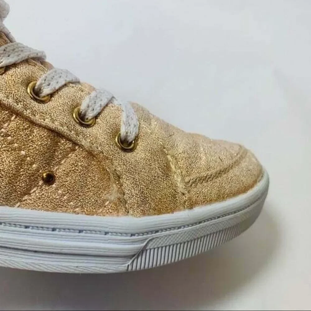 Polo Ralph Lauren Metallic Rose Gold High Top Sneakers Youth 4Y Pink Glitter